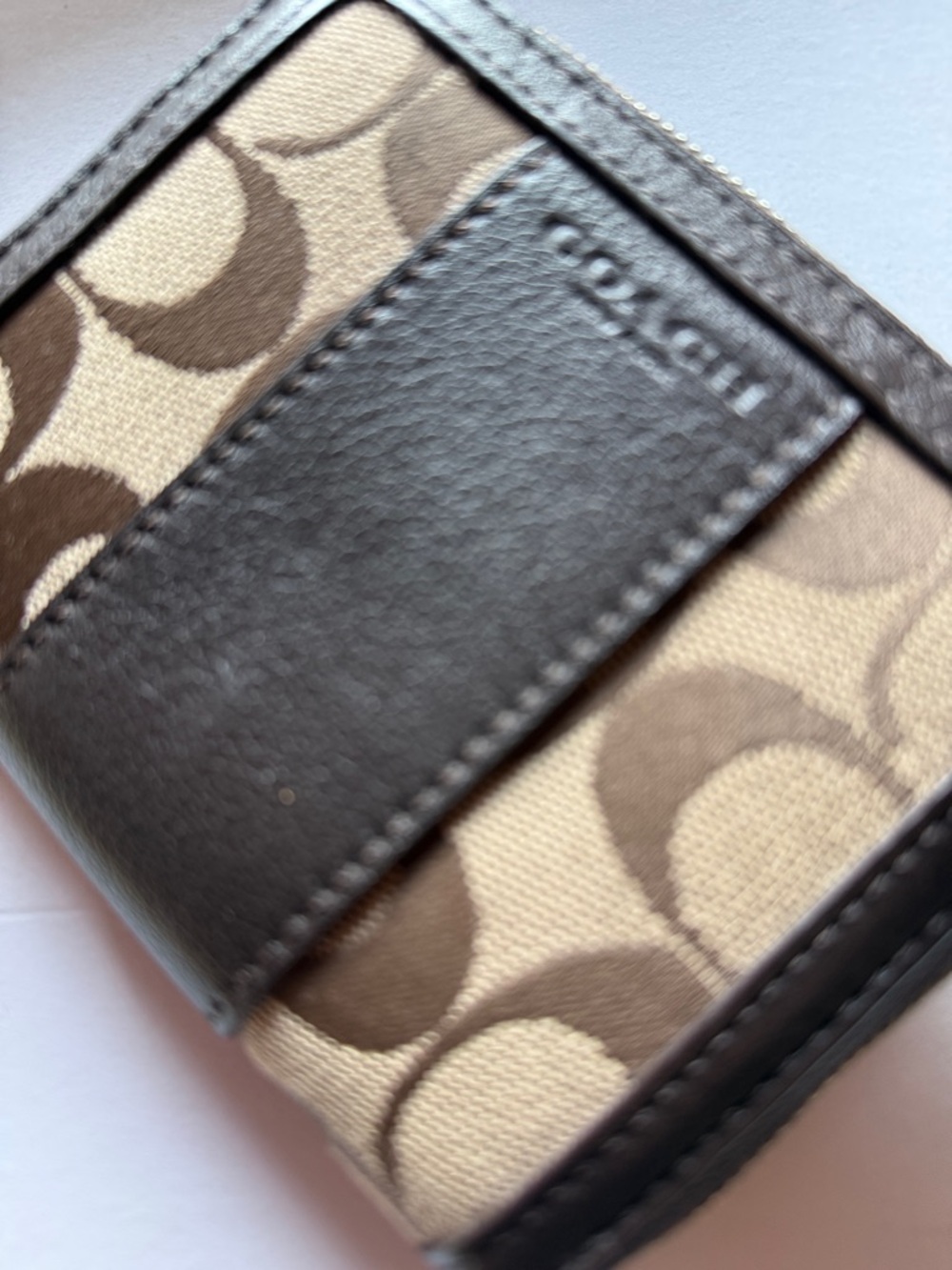 Coach Brown Signature 'C' Compact Zip Wallet - Picture 3 of 4